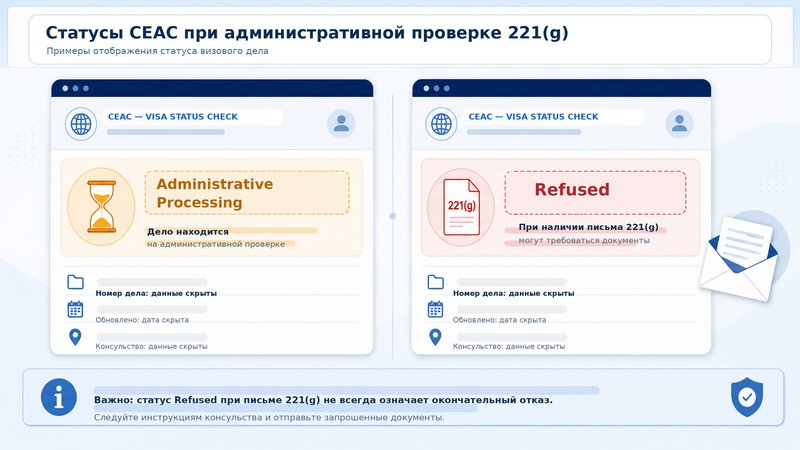Статусы Administrative Processing и Refused 221(g) в системе CEAC