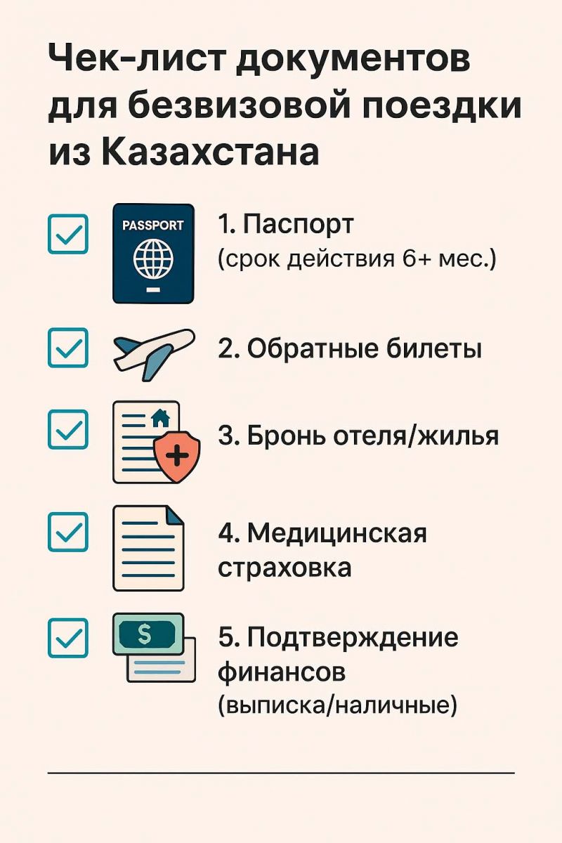 Чек-лист документов для безвизовой поездки из Казахстана