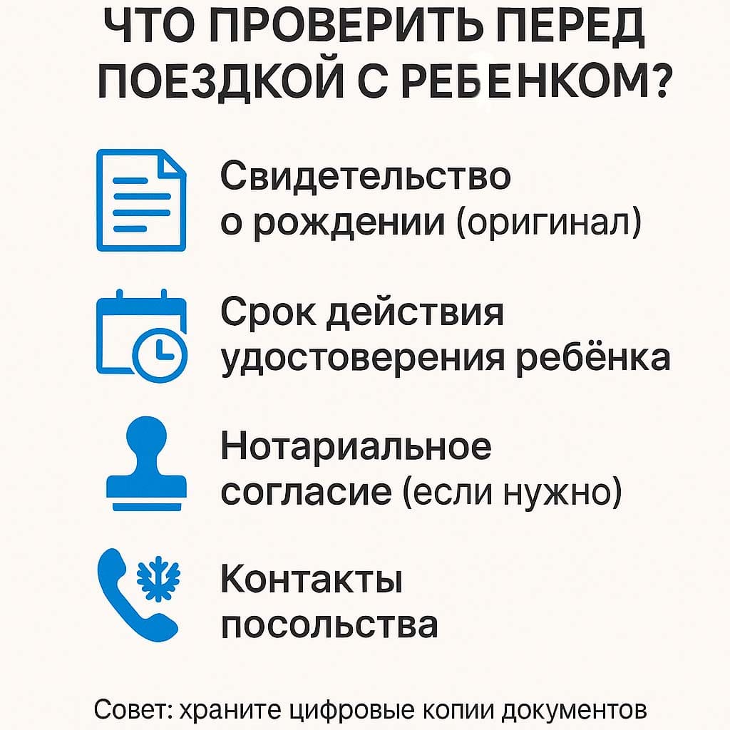 Что проверить перед поездкой с ребёнком?