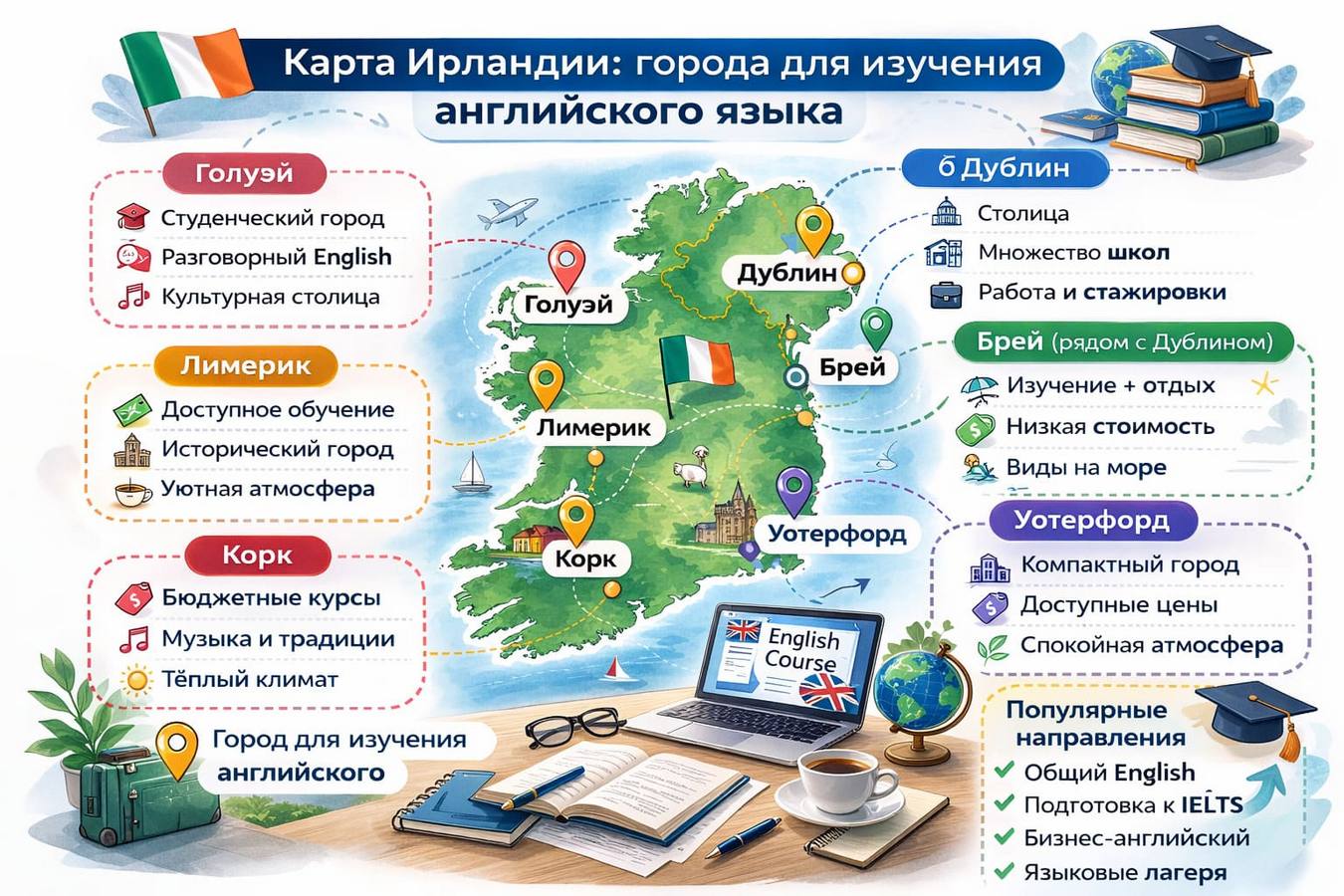 Языковые курсы в Ирландии для взрослых: почему это легче, чем студенческая виза в Англию