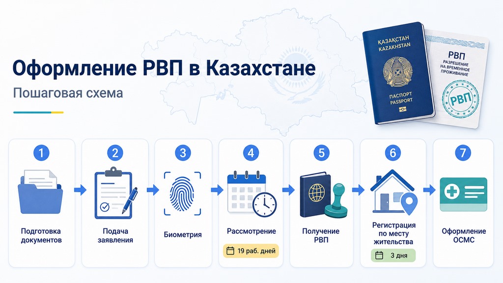 Пошаговая схема оформления РВП в Казахстане
