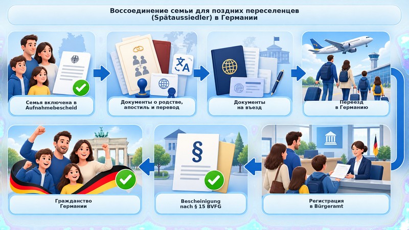 хема процесса воссоединения семьи для поздних переселенцев Spätaussiedler в Германии